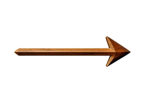 Single arrow symbol on for graphic design applications, isolated on transparent or white background