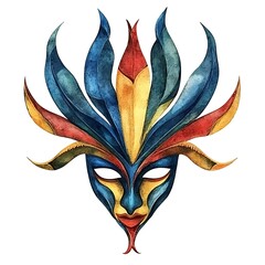 Obraz premium An Ornate, Colorful Carnival Mask with Intricate Floral Design. This eye-catching image is perfect for adding a touch of fantasy and elegance to your projects.