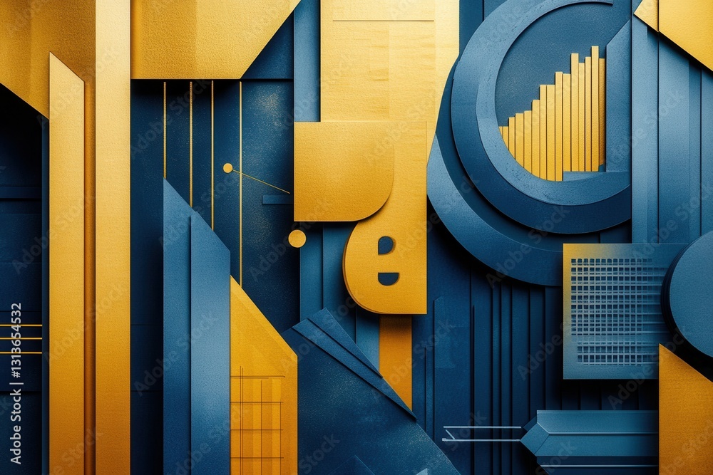 Aufkleber sophisticated geometric paper art background featuring financial growth symbols and abstract graphs 