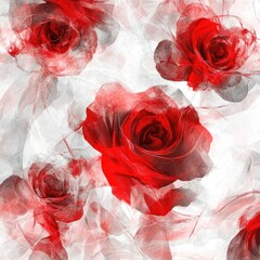 Red roses watercolor pattern.