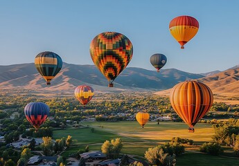 Fototapeta premium Hot Air Balloons Festival Over Scenic Valley