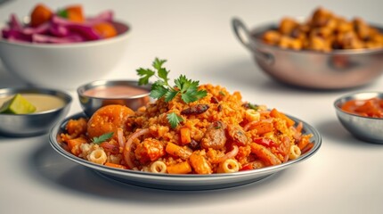 Fototapeta premium Delicious and Vibrant Indian Dish with Rich Textures and Shallow Depth of Field