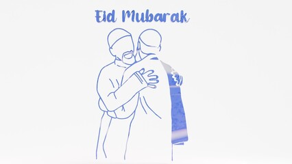 Celebrate Eid Mubarak with this touching image of two Muslim brothers hugging on Eid Day. A perfect symbol of love, faith, and unity. Ideal for Eid celebrations, family bonds, and Islamic holiday proj