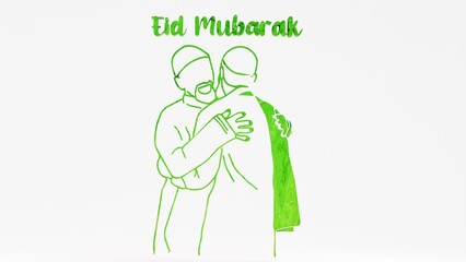 Celebrate Eid Mubarak with this touching image of two Muslim brothers hugging on Eid Day. A perfect symbol of love, faith, and unity. Ideal for Eid celebrations, family bonds, and Islamic holiday proj