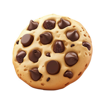 3d rendering icon chocolate chip cookie illustration PNG. cartoon minimal style on transparent isolated background.