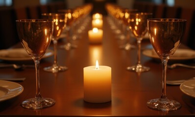 Elegant candlelit dinner setup