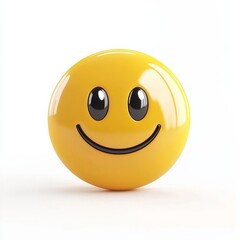 Classic Yellow Smiley Face Icon Against White Background, Expressing Joy and Positivity in Digital Communication.