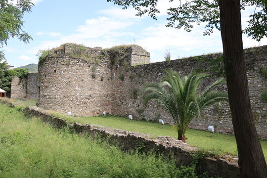 View of the ruin of the fortress, one of the landmarks of Elbasan, Albania 