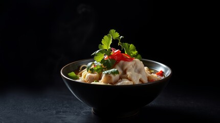Dramatic Pho Ga Still Life: A Culinary Experience in Dark and Moody Ambiance