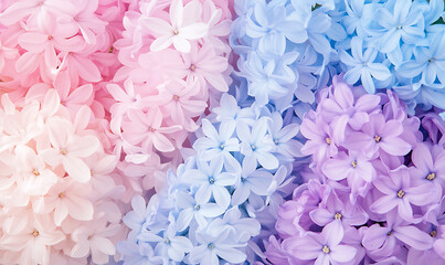 Fototapeta premium Bright pink and blue hyacinth flowers blooming vibrantly in natural sunlight. generative ai