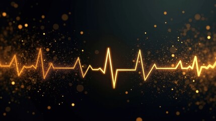 Obraz premium A stock illustration representing Healthcare reform in Black and gold, with smooth transitions and metaphors of medical crosses and heartbeat lines, giving an intuitive