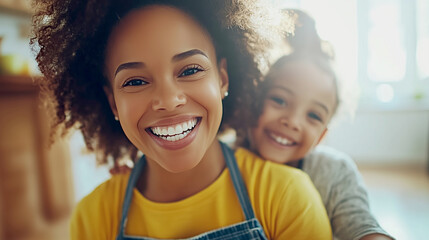 Candid indoor moments joyful mother-daughter love in family photography