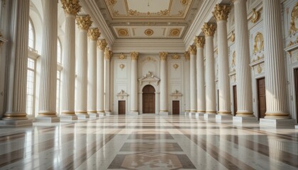 Fototapeta premium Grand Architectural Interior of an Elegant Palace Hallway