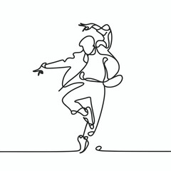 Fototapeta premium Dynamic young man dancing with enthusiasm in an urban style against a minimalist background