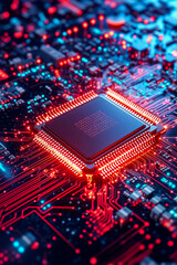 Obraz premium A computer chip on top of a circuit board