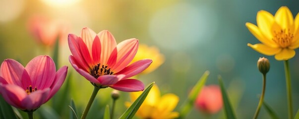 Fototapeta premium Close-up of blooming spring flowers with matzah, texture, element