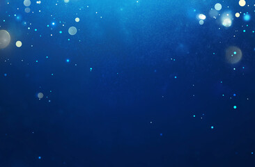Fototapeta premium Blue glittering background with glowing particles, depth of field, blurred, blue and dark blue, minimalist, high resolution, hyper-realistic, highly detailed
