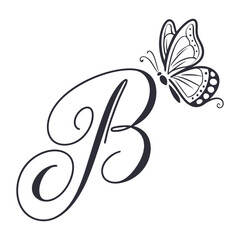 Butterfly Monogram B logo Art & Illustration