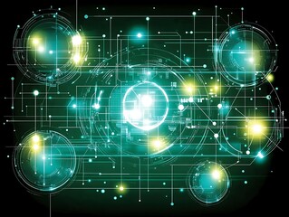 Obraz premium Abstract digital network background with glowing nodes and connections