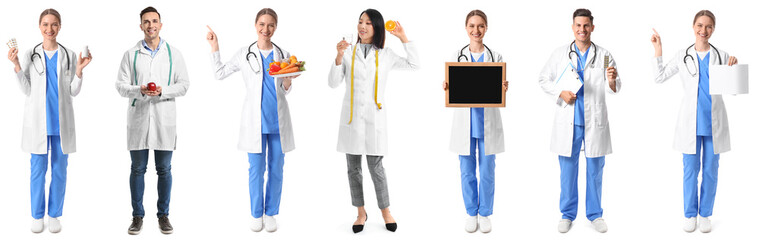 Fototapeta premium Set of different nutritionists on white background