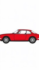 Fototapeta premium Classic red vintage car parked on a cobblestone street evoking nostalgia and timeless elegance in urban settings