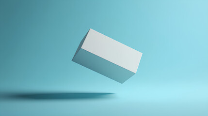 Mockup white box float on blue background