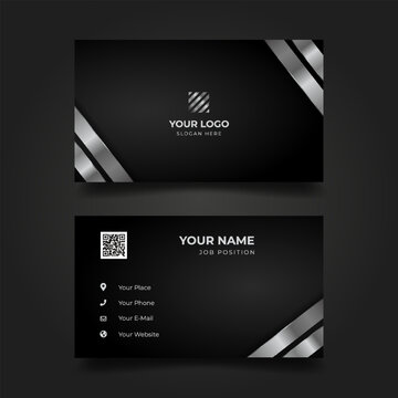 Elegant black silver business card design (4)