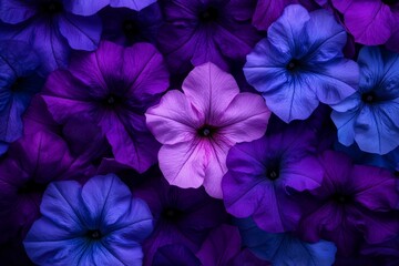 Floral seamless background with violet and indigo petunias

