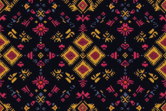 Traditional kasuti stitch embroidery design with detailed geometric motifs ideal for textile backgrounds, wallpapers, and decorative tiles showcasing indian craftsmanship