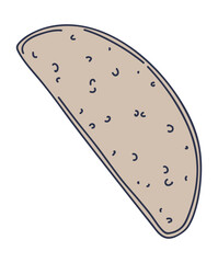 Illustration of a single slice of bread with seeds, symbolizing simplicity and nourishment.