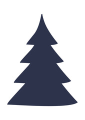 Silhouette of a stylized evergreen tree, symbolizing nature and simplicity.
