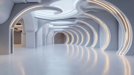 Obraz premium A large, empty room with white walls and a white ceiling