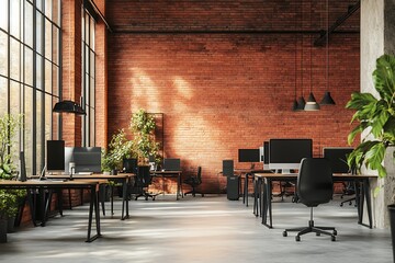 Sunlit Modern Office in Brick Loft Building