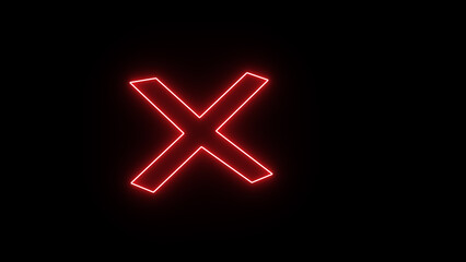 Obraz premium Cross mark icon animation. Red Cross Mark Animation, Reject or Incorrect Sign in black background.