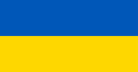 Ukraine flag symbol in blue and yellow. Horizontal national sign representing patriotism and identity. Vector illustration for clip art, state emblem, and international design projects.