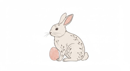 Obraz premium Adorable rabbit sitting next to a pastel colored egg