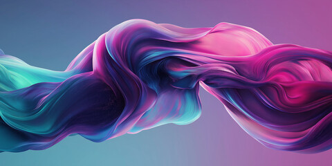 Dynamic, flowing fabric-like abstract structure in pink and blue, creating a surreal and futuristic energy motion effect