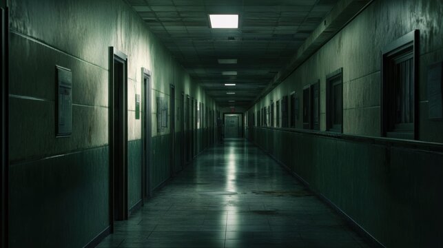 dark and spooky hospital corridor