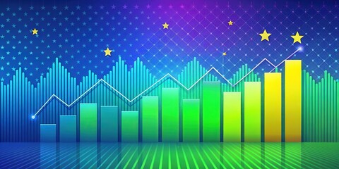 Fototapeta premium Ascending Bar Graph Showing Progress and Growth with a Starry Night Background