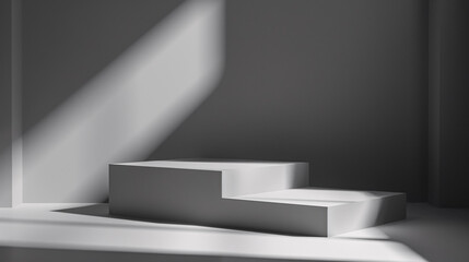 Obraz premium Gray background designed for product presentations, featuring sunlight glare.