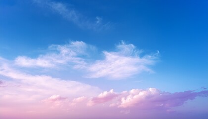 Obraz premium Gradient Spring Sky Pastel. Blue to pink violet color transitions. Subtle sky.