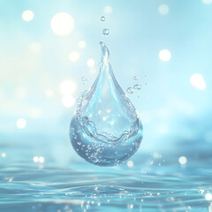 Crystal Clear Water Drop Splashing in Blue