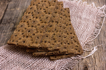 High-fiber crackers, crispy buckwheat bread, healthy eating concept