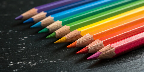 Obraz premium Close up of rainbow colour pencils.