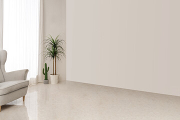 Empty room interior space background mock-up empty, sunlight, and shadows room walls, room with sunlight and wooden blank parquet floor.