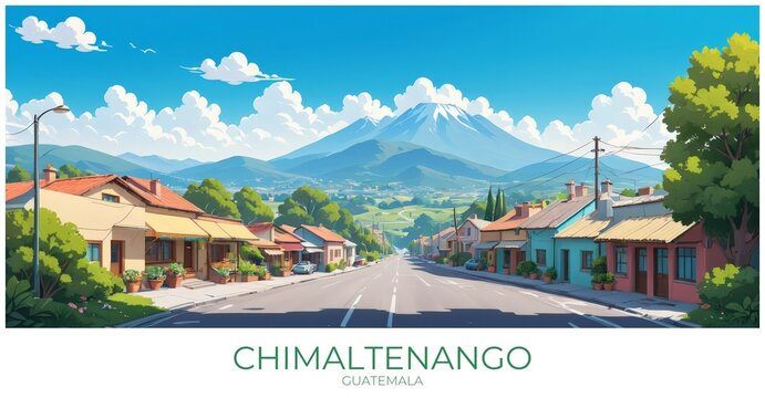Chimaltenango Guatemala Travel Poster Flat Illustration Print Decor Gift Canvas Wall Art