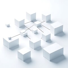 Building connections abstract arrangement of cubes studio digital artwork minimalist top-down perspective modern design