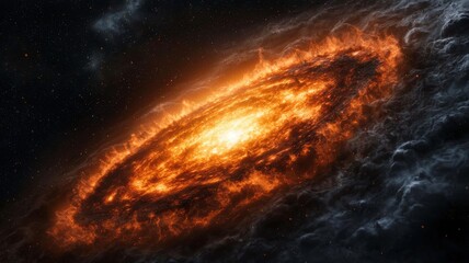 Fototapeta premium Cosmic explosion of a galaxy outer space digital art stellar environment dramatic viewpoint astrophysics concept