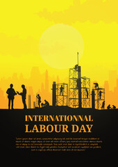 Construction vector background, Worker in a building site, Labour day background.