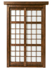 Japanese wooden window isolated on white background. 3d render image.